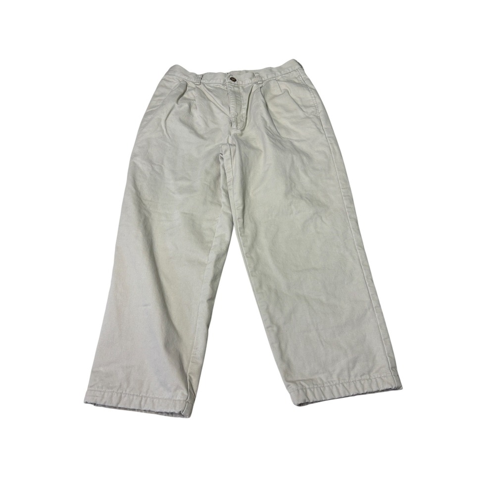 LL Bean Natural Fit Flannel Lined Chinos Khaki Tan‎ Mens 32x24 Pleated Pants